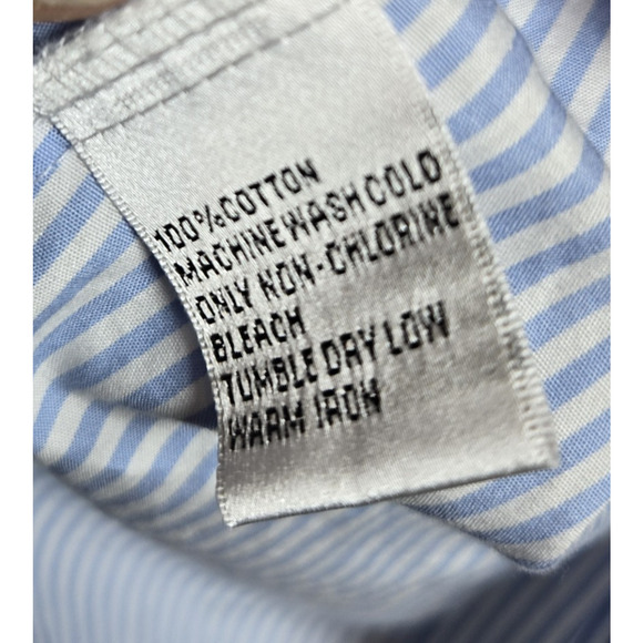 Women's Talbots 100% Cotton Blue White Stripe Button Down Long Sleeve Size 12 - Picture 5 of 8